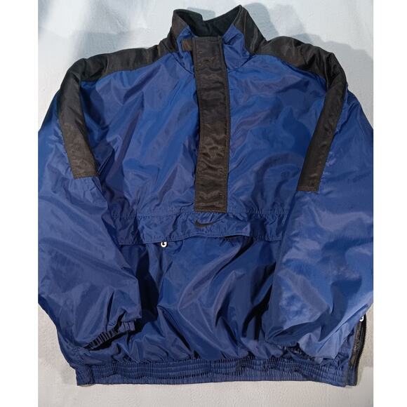 Vintage Nike Blue Black Half Zip Pullover Windbreaker Jacket XL Hong Kong 90s - Picture 1 of 8